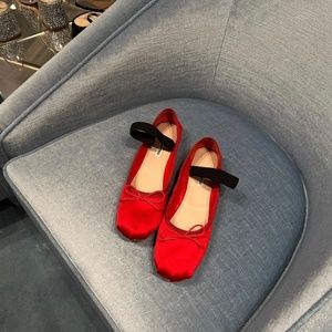 Red Satin Miu Miu Ballet Flats